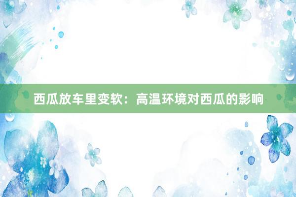 西瓜放车里变软：高温环境对西瓜的影响